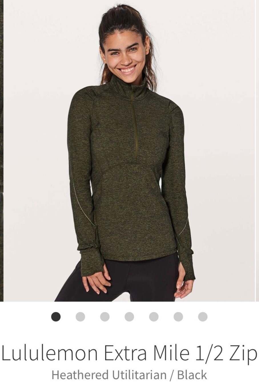 Lululemon Women's Heathered Olive Green 1/2 Zip Long Sleeve Pullover Size 6